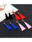 Fashion Red Square Shape Decorated Tassel Earrings