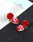 Fashion Red Heart Shape Diamond Decorated Earrings