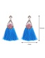 Fashion Sapphire Blue Flower Shape Decorated Earrings