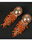Elegant Orange Round Shape Decorated Tassel Earrings
