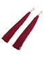 Bohemia Claret-red Pure Color Decorated Long Tassel Earrings