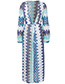Fashion Blue Weave Pattern Decorated Dress