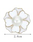 Elegant White Flower Shape Decorated Brooch