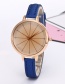 Elegant Blue Pure Color Decorated Thin Strap Watch