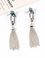 Fashion Silver Color+gray Tassel Decorated Earrings