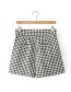 Fashion Gray Grid Pattern Decorated Shorts