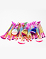 Fashion Gold Color+pink+blue Sector Shape Decorated Makeup Brush (10 Pcs)