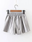 Fashion Silver Color Pure Color Decorated Shorts