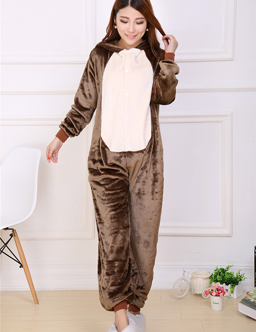 Fashion Brown Mouse Shape Decorated Pajamas
