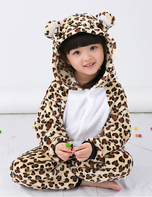 Fashion Brown Leopard Pattern Decorated Child Pajams