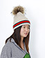 Fashion Black Stripe Pattern Decorated Pom Adult Hat
