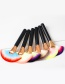 Fashion Pink+yellow Sector Shape Decorated Makeup Brush