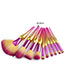 Fashion Yellow+pink Sector Shape Decorated Makeup Brush(10pcs)