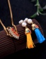 Fashion Gold Color Tassel Pendant Decorated Long Earrings