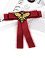 Trendy Claret Red Bee Decorated Bowknot Design Brooch