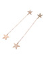 Fashion Silver Color Stars Shape Decorated Long Tasel Earrings