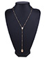 Fashion Gold Color Relief Pendant Decorated Long Necklace