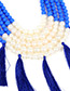 Fashion Blue Pearls&tassel Decorated Necklace