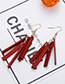 Fashion Dark Red Strip Shape Decorated Earrings