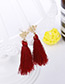 Bohemia Red Butterfly Shape Decorated Tassel Earrings