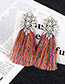 Bohemia Plum-red Hollow Out Decorated Tassel Earrings
