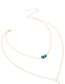 Fashion Silver Color Square Shape Decorated Double Layer Necklace
