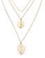 Fashion Gold Color Hollow Out Leaf Shape Decorated Multilayer Necklace