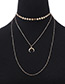 Fashion Gold Color Moon Shape Decorated Multilayer Necklace