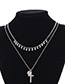 Fashion Silver Color Metal Cross Shape Decorated Necklace