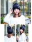 Trendy Gray Fuzzy Ball Decorated Pure Color Cap