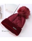 Trendy White Fuzzy Ball Decorated Pure Color Cap
