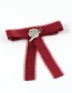 Elegant Claret-red Oval Shape Decorated Short Brooch