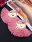 Bohemia Pink Metal Round Shape Decorated Tassel Earrings