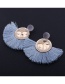 Bohemia Dark Blue Metal Round Shape Decorated Tassel Earrings
