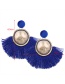Bohemia Light Blue Metal Round Shape Decorated Tassel Earrings