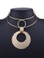 Exaggerated Gold Color Round Shape Decorated Double-layer Choker