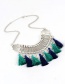 Bohemia Green+blue Tassel Decorated Necklace