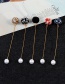 Fashion Black+gray Pearl Decorated Earrings