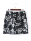 Fashion Black Flower Pattern Decorated Skirt
