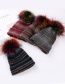 Fashion Claret Red Pom Ball Decorated Hat