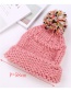 Fashion Pink Fuzzy Ball Decorated Hat