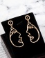 Fashion Gold Color Mask Shape Decorated Pure Color Earrings