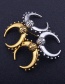 Fashion Antique Silver Ox Horn Shape Design Pure Color Earrings