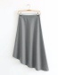 Trendy Gray Buttons Decorated Asymmetric Skirt