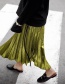 Trendy Silver Color Pure Color Decorated Simple Skirt