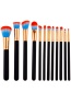 Trendy Blue+red Color Matching Decorated Makeup Brush(12pcs)
