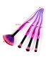 Trendy Purple+red Sector Shape Decorated Makeup Brush(4pcs)