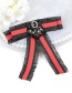 Trendy Red+black Tassel Decorated Bowknot Shape Brooch