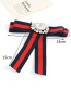 Trendy Red+navy Diamond Decorated Bowknot Shape Brooch