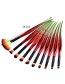 Trendy Red+coffee Color Matching Decorated Eyes Brush(10pcs)